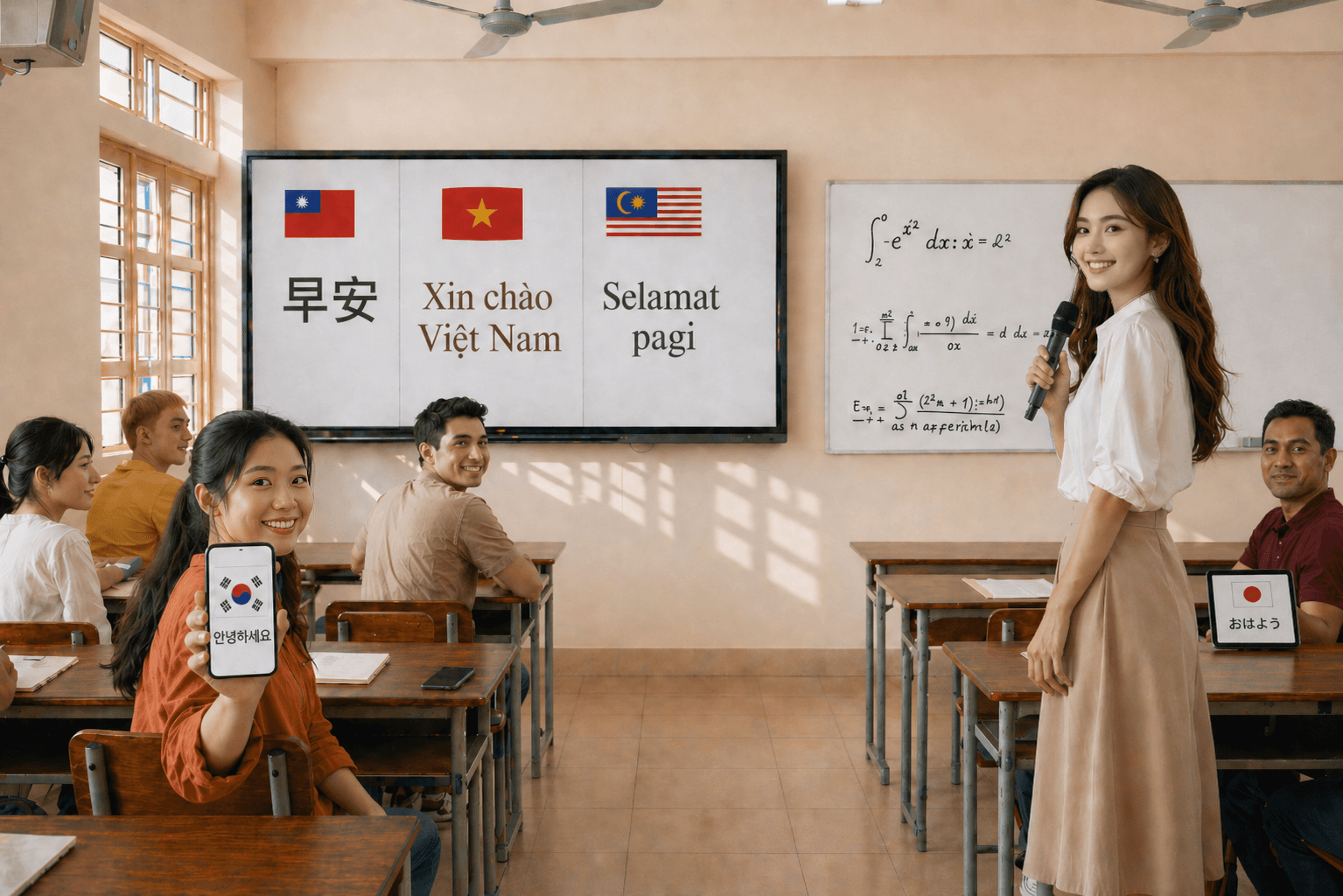 大學課堂 AI 即時語言支援產品主視覺背景